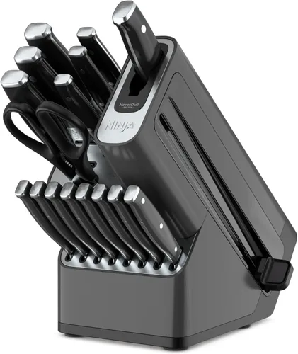 Miniatura 12 de Ninja K62012 Foodi NeverDull Premium - Sistema de cuchillos de acero inoxidable alemán de 12 piezas con afilador integrado, acero inoxidable/negro