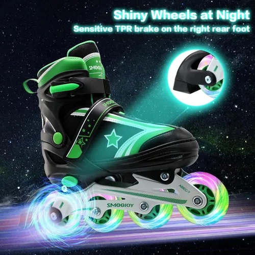 Miniatura 5 de Patines en línea para niños, niñas y jóvenes, todas las ruedas iluminadas con marco de aluminio para principiantes de 5 a 12 años, perfectos