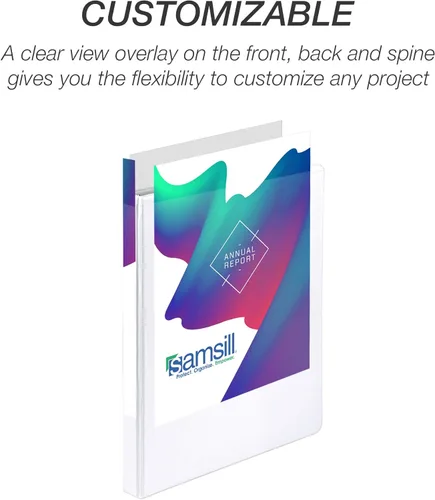 Miniatura 6 de Samsill - Carpeta duradera de 5 pulgadas, fabricada en los Estados Unidos, con anillos en D, transparente y personalizable, color blanco