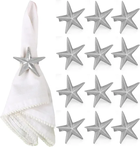 Miniatura 18 de Juego de 6 servilleteros con diseño de estrella, de aluminio duradero, para mesas elegantes, servilleteros de metal, resistente al óxido, decoración