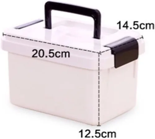 Miniatura 2 de Caja de almacenamiento portátil de medicamentos, estuche de medicamentos multicapa con asa, organizador compacto de medicamentos de plástico