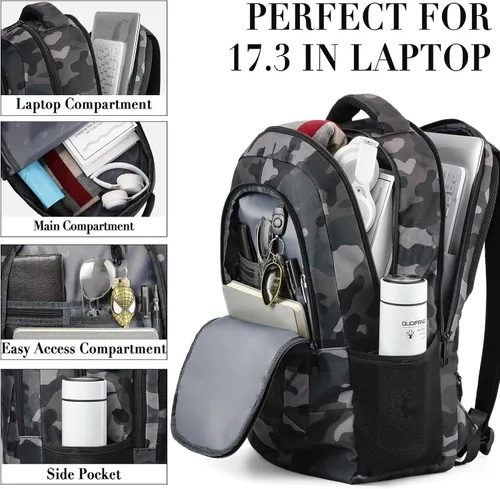 Miniatura 4 de BIKROD Mochila de viaje para computadora portátil para hombres, mochilas para la escuela, adolescentes, niños, mochila antirrobo delgada y Camouflaje