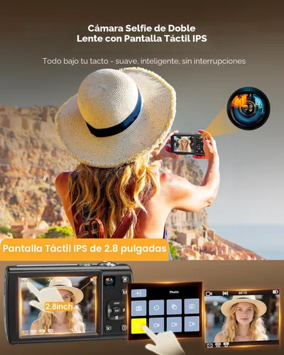 Miniatura 4 de Cámara digital 8K para fotografía, cámara de vlogging WiFi de 88MP para YouTube con doble lente, pantalla táctil, enfoque automático antivibración