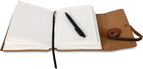 Miniatura 5 de Diario de cuero hecho a mano con papel forrado y lujosa pluma Cuaderno de escritura diario Cuaderno diario encuadernado para hombres y mujeres