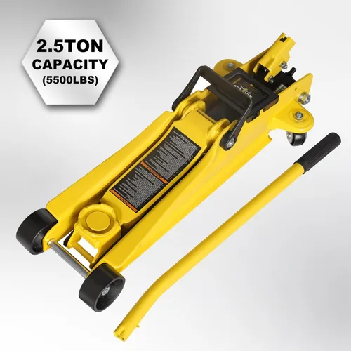 Miniatura 2 de YELLOW JACKET Gato hidráulico de piso de perfil bajo para carro de 2.5 toneladas con bomba de elevación de pistón único, capacidad de 5500 libras