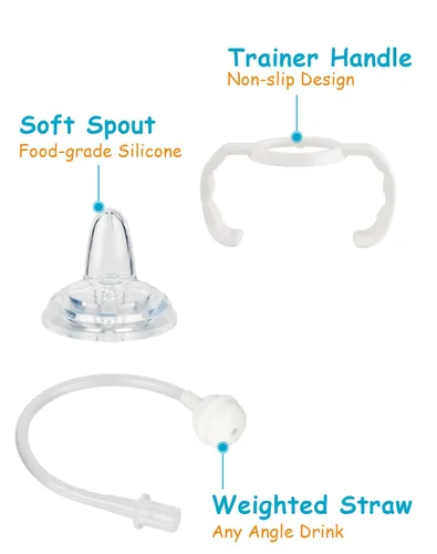 Miniatura 4 de Kit de conversión de vaso para biberones de vidrio estrechos y estrechos de Dr. Browns, kit de transición a prueba de derrames con boquilla
