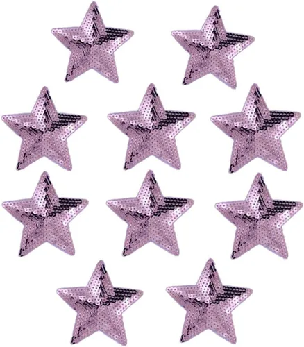 Miniatura 9 de Paquete de 10 parches bordados con lentejuelas brillantes de 5 estrellas para coser con apliques, color rojo