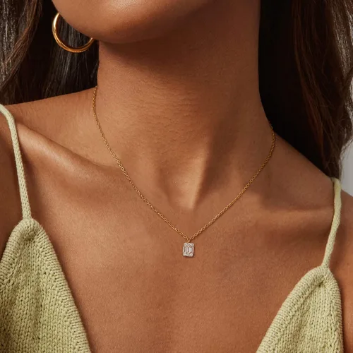 Miniatura 2 de KissYan Collares de diamantes para mujer, delicados, chapados en oro de 14 quilates, con circonita cúbica en capas, collar de cadena simple
