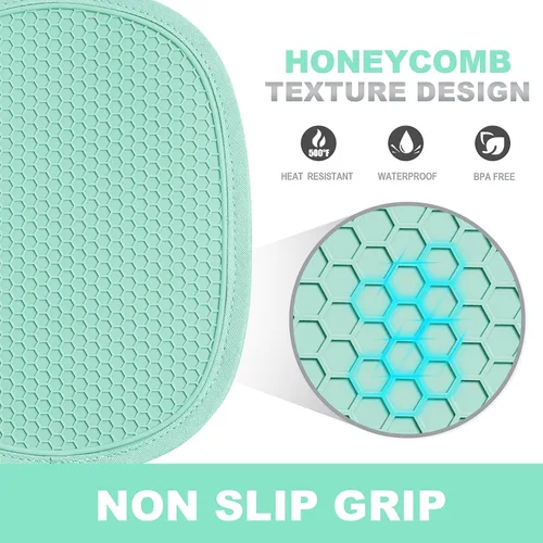 Miniatura 3 de Paquete de 2 soportes de silicona para ollas de cocina resistentes al calor hasta 500 °F, almohadillas calientes grandes antideslizantes