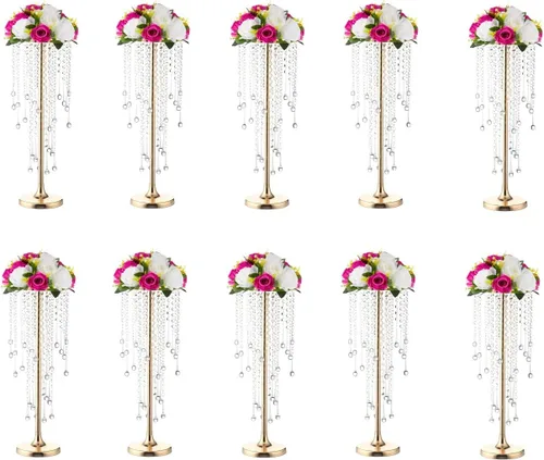 Centros de mesa de cristal para mesas, soporte de flores doradas para boda, fiesta, centro de mesa, decoración del hogar Dorado