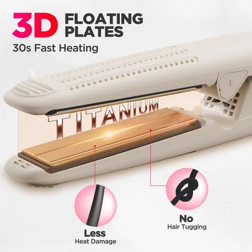 Miniatura 6 de MiroPure Plancha rizadora de flujo de aire de 360°, plancha plana de titanio 2 en 1, varita de curado profesional con aroma iónico aire frío, 13