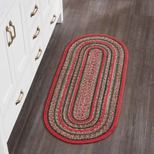 VHC Brands Forrester - Decoración rústica de Navidad tejida a rayas para interiores y exteriores, para baño, cocina, fregadero, entrada, alfombra