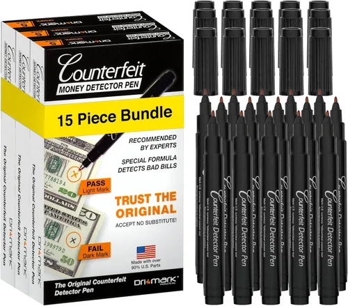 Miniatura 12 de Dri Mark CFD50PK - Marcador detector de billetes falsificados, fabricado en los Estados Unidos, 50