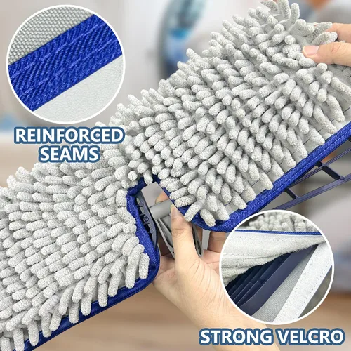 Miniatura 4 de Almohadillas reutilizables para mopa de polvo Enspoway, repuestos de felpilla de microfibra de doble cara para limpieza de azulejos de cocina