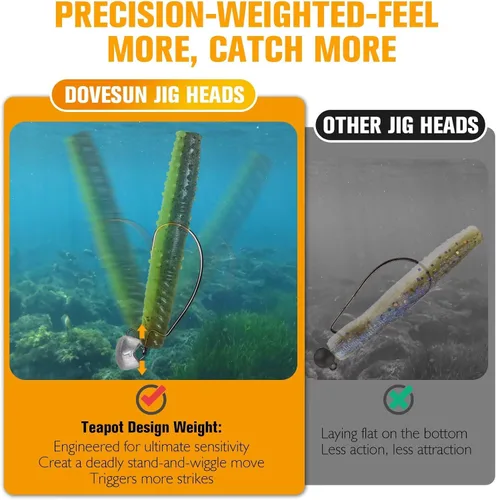 Miniatura 3 de Dovesun Ned Rig Jig Heads Cabeza de plantilla sin malas hierbas para pesca lubina Swimbait Jig Head Shaky Ned Rig Ganchos agua salada agua dulce