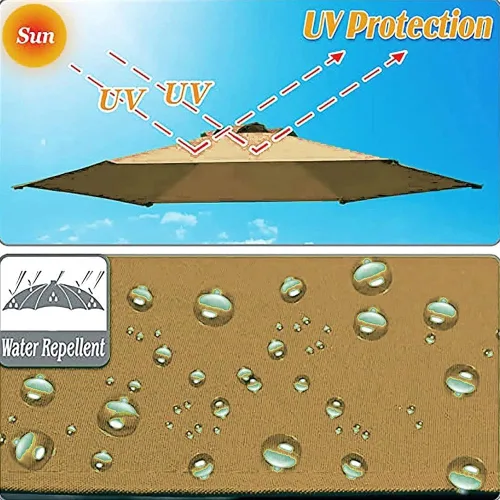 Miniatura 3 de KADEUX Toldo protector UV, toldo de repuesto de tela para parasol, toldo de repuesto para sombrilla colgante de patio, 6 varillas / 8 varillas, 9