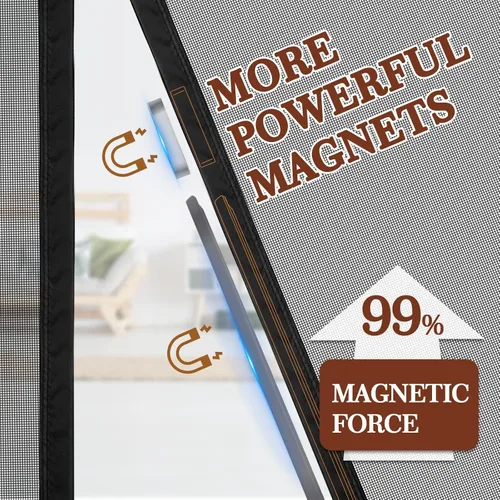 Miniatura 4 de Yotache - Puerta mosquitera magnética ajustable para puertas de 29"-33" de ancho y 79"-81" de alto, cortina de malla de fibra de vidrio reforzada