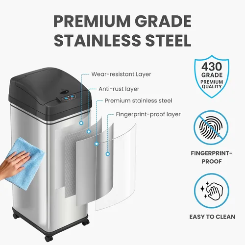 Miniatura 12 de iTouchless - Cubo de basura para cocina de 13 galones, con sensor, con ruedas