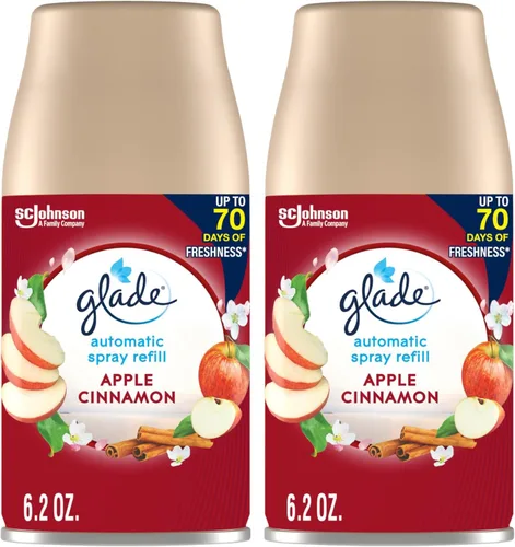 Glade Recambio automático en aerosol, manzana canela, ambientador perfumado para el hogar y el baño, 6.2 onzas, 2 unidades