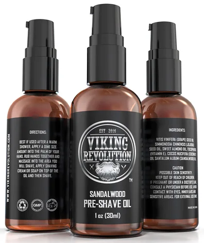 Miniatura 3 de Viking Revolution Aceite de sándalo para antes del afeitado para hombres, afeitado suave, sin irritación, 1 onza líquida, todo