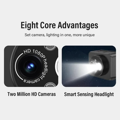 Miniatura 3 de ciciglow Cámara de acción montada en la cabeza, ángulo ajustable de 1080P, cámara deportiva montada en la cabeza pequeña, faro LED, cámara de video
