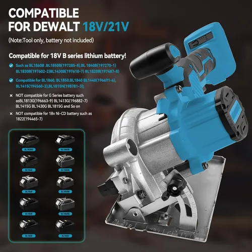 Miniatura 4 de JOJOCY Sierra circular inalámbrica sin escobillas de 5 pulgadas, 6200 RPM, 2 cuchillas de madera, 1 guante de hoja de azulejos, solo herramienta