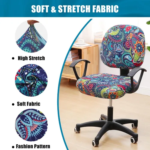 Miniatura 6 de Smiry Fundas elásticas para silla de computadora de oficina, universales, lavables, extraíbles y giratorias, fundas protectoras para asiento + Azul