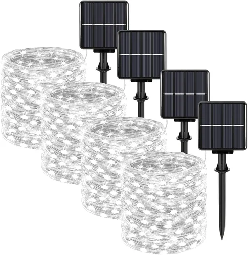 Miniatura 9 de Guirnalda de luces solares extralargas de 288 pies, 800 LED, paquete de 4, 72 pies, 200 luces LED parpadeantes para exteriores, impermeables, 8