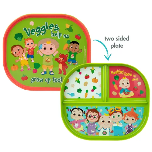 Miniatura 2 de The First Years CoComelon - Juego de vajilla para niños pequeños, juego de vajilla de plástico y utensilios para niños, 2 platos reversibles