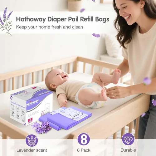 Miniatura 5 de Recambios compatibles con Dekor Classic, 30% de longitud extra, paquete de 8 forros para cubos de pañales, aroma a lavanda