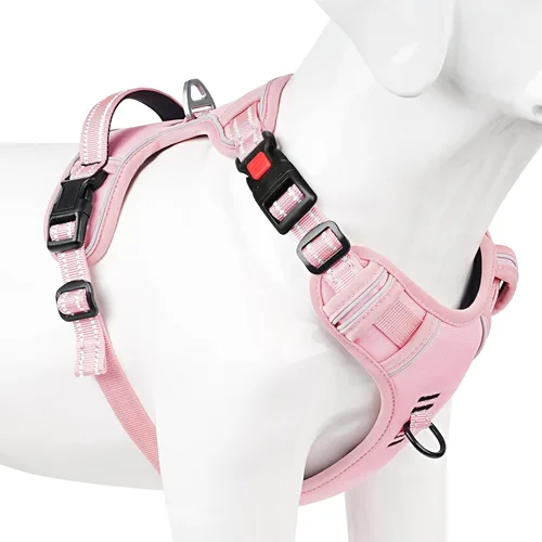Miniatura 7 de Timos Arnés para perro de tamaño pequeño, arnés sin tirones para mascotas con cuello a presión bloqueable, chaleco reflectante para perro, sin
