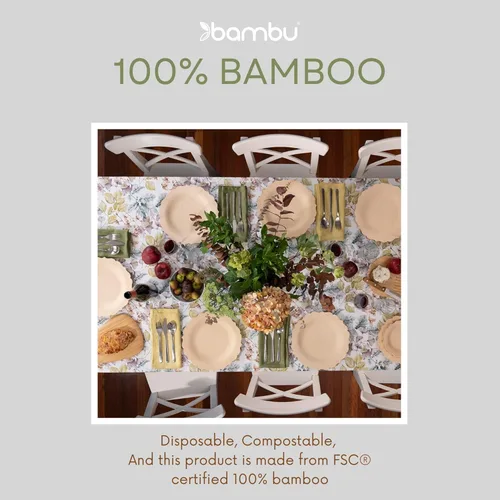 Miniatura 5 de Bambu Paquete de 8-9 Pulgadas Platos Desechables de Bambú Elegantes, Productos Ecológicos Biodegradables, Platos Desechables de Bambú para Fiestas