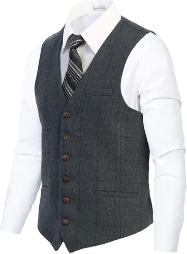 Miniatura 45 de Gioberti Chaleco de tweed formal de 6 botones para hombres