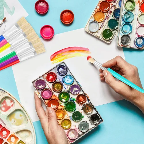 Miniatura 6 de Pinceles de pintura para niños, 8 piezas de pinceles de pintura gordita para niños, juego a granel para manualidades, pinceles de pintura lavables