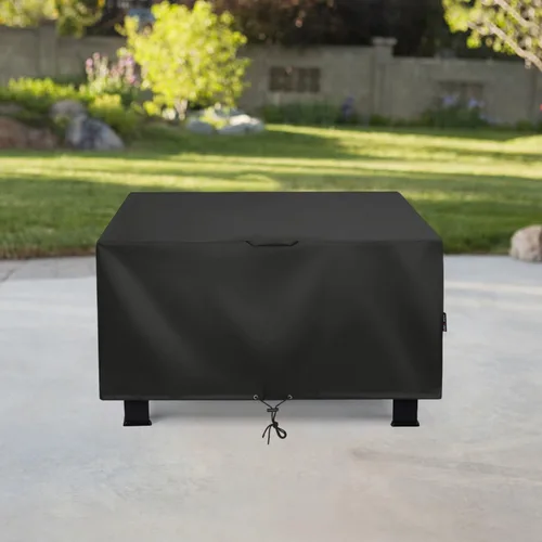 Miniatura 8 de Unicook Funda cuadrada para hoguera de 38 pulgadas, resistente e impermeable, protector para fogata al aire libre con cordón y asas, protección