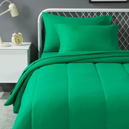 Miniatura 11 de Amazon Basics Juego de ropa de cama de microfibra de 5 piezas Bed-in-a-Bag para niños, individual, azul, sólido