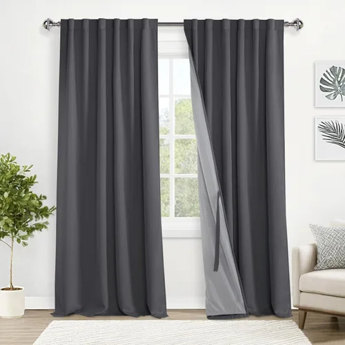 Miniatura 28 de XWZO Cortinas blancas 100% opacas con alzapaños, 2 capas gruesas completamente sombreadas con bolsillo para barra y pestaña trasera, cortinas