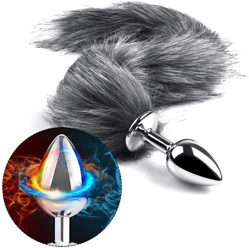 Miniatura 2 de Peluche de acero inoxidable de 17 pulgadas, divertido y esponjoso, realista, clásico, con doble cabeza (gris) para hombres y mujeres