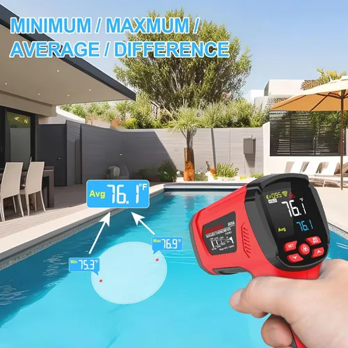 Miniatura 4 de 40℉~2912℉ Termómetro infrarrojo MESTEK Pistola de alta temperatura, termómetro láser dual 50:1/sonda K de 14°F a 932°F, pistola de temperatura IR