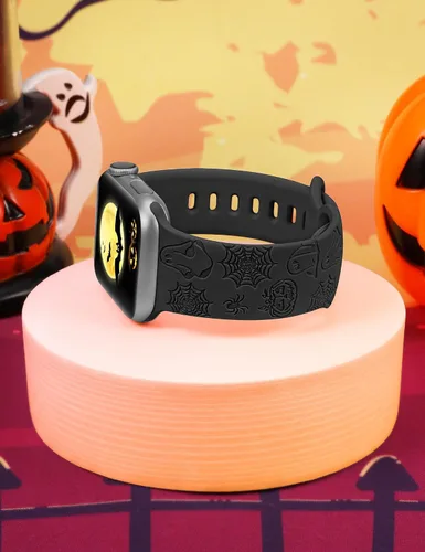 Miniatura 4 de W-RARA Correa grabada de Halloween compatible con Apple Watch Band de 1.496 in 1.575 in 1.614 in 1.654 in 1.732 in 1.772 in 1.929 in para mujeres