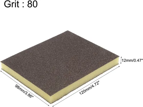Miniatura 2 de uxcell Bloques de lijado de esponja de lijado de grano grueso de 80 granos para cocina de metal/paneles de yeso/madera, 12 piezas