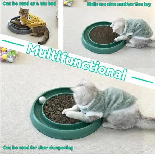 Miniatura 6 de Juguete de Pelota Interactiva con Pista para Gatos de Interior, Tabla de Rascar para Gatos y Conjunto de Ejercicio para Gatos Adultos