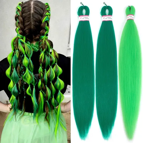 Miniatura 33 de Col bling Cabello trenzado preestirado de 28 pulgadas, 3 paquetes de extensiones de cabello largo para mujer, trenzas de caja, cabello preestirado