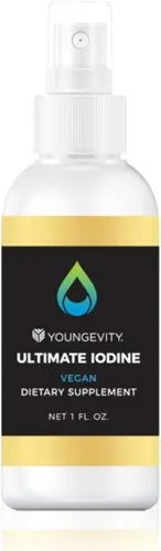 Youngevity Suplemento de yodo definitivo: suplemento vegano con 300 mcg de yodo, B12, zinc, selenio y cobre, líquido para energía, metabolismo,