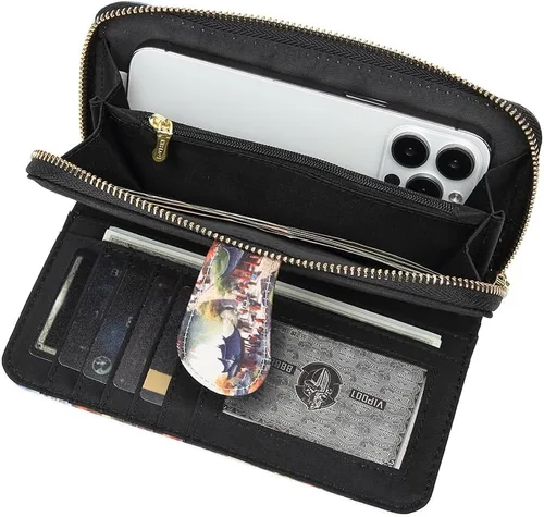 Miniatura 123 de Cartera de mano para mujer, estilo bohemio, con RFID, elegante, espaciosa con correa para viajes, capacidad para tarjetas, teléfono, dinero