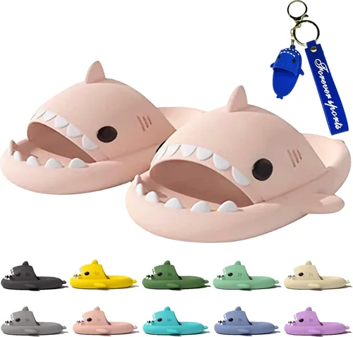 Sandalias de tiburón para mujeres y hombres, pantuflas de ducha de nube, lindas caricaturas de verano, EVA, zapatos de playa cómodos y acolchados
