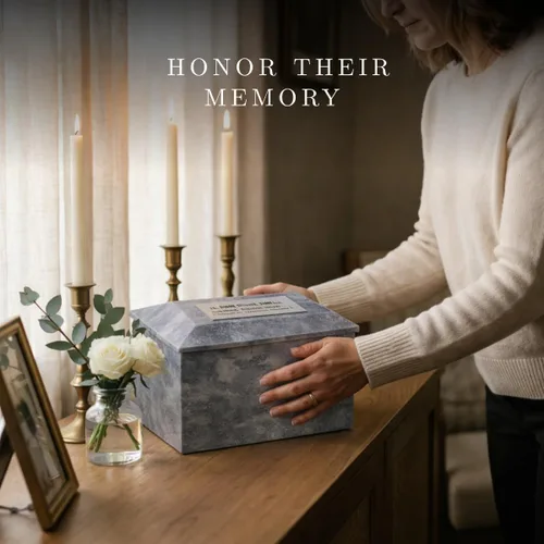 Miniatura 7 de Bey-Berk Deering Moments Botticino Beige Urna conmemorativa personalizada con grabado en relieve para cenizas humanas tamaño adulto - Grande