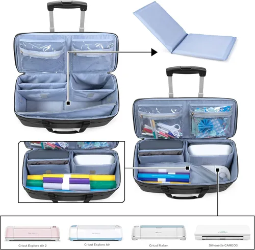 Miniatura 2 de LUXJA Bolsa con ruedas compatible con Cricut Maker (Explore Air) y fácil de presionar (9 x 9 pulgadas), funda de transporte para máquina troquelada