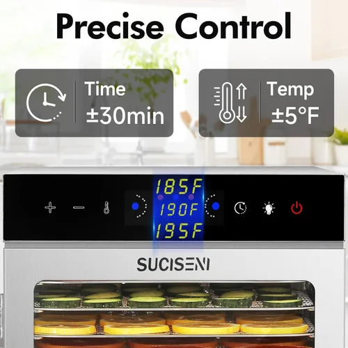Miniatura 5 de Máquina deshidratadora de alimentos, 12 bandejas de acero inoxidable, deshidratador de carne de 1000 W para uso doméstico, temporizador de 24 horas