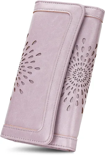 Miniatura 16 de Aphison - Cartera larga de cuero suave RFID para mujer, con caja de regalo